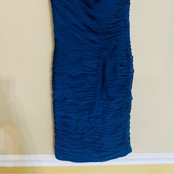 Vintage 90s Cache Evening Dress Size 2 Blue Chiffon Rugged - Picture 8 of 9